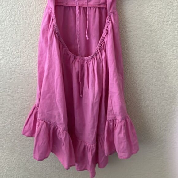 Dizzy Lizzy Pink Ruffle Shoulder Straps with Back lace up dress - Picture 8 of 11